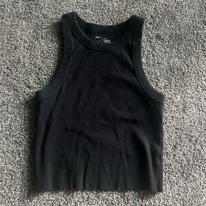 Aerie Black Raw Hem Tank Top